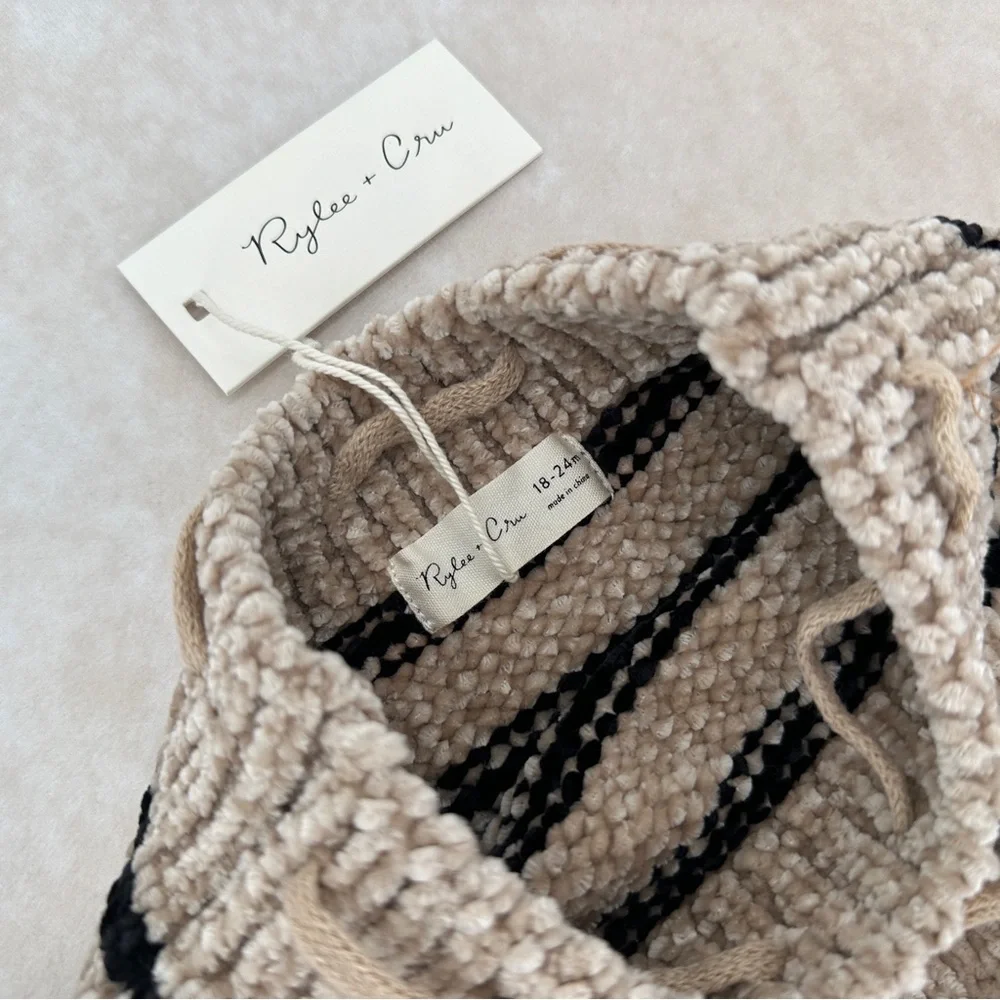 New Rylee + Cru Tan and Black Striped Chenille Bloomers